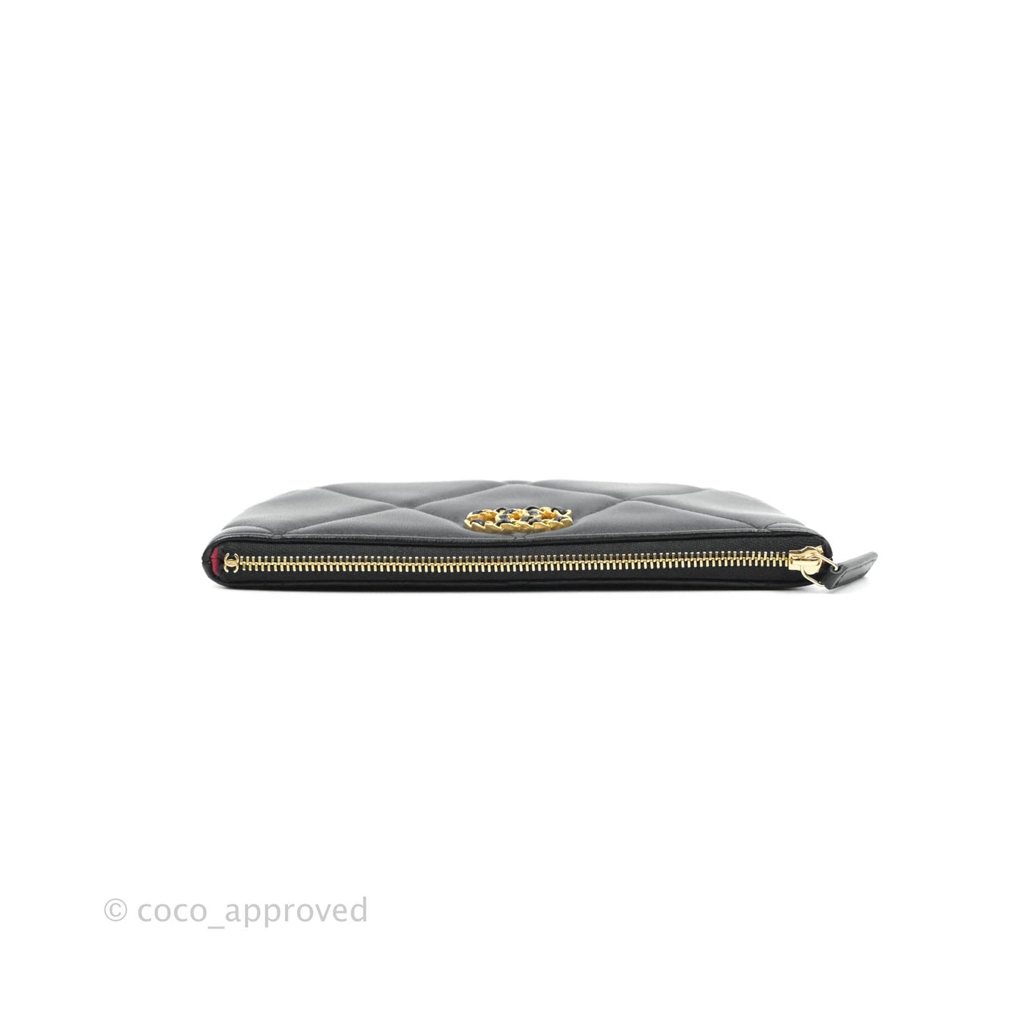 Chanel 19 Small Pouch Black Lambskin Gold Hardware