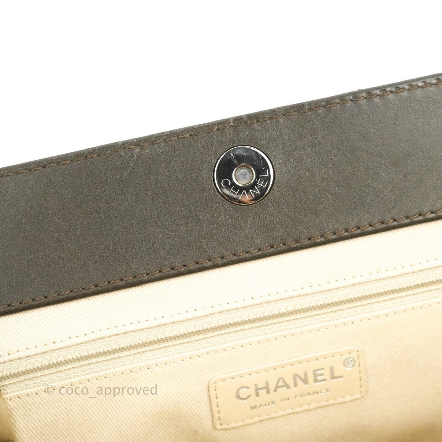 Chanel CC Tote Quilted Dark Green Patent Silver Hardware