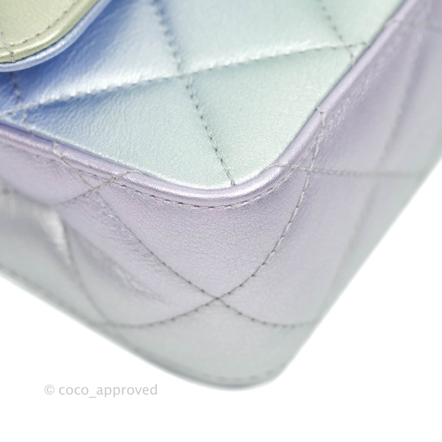 Chanel Wristlet Clutch Iridescent Rainbow Calfskin Leather 21K
