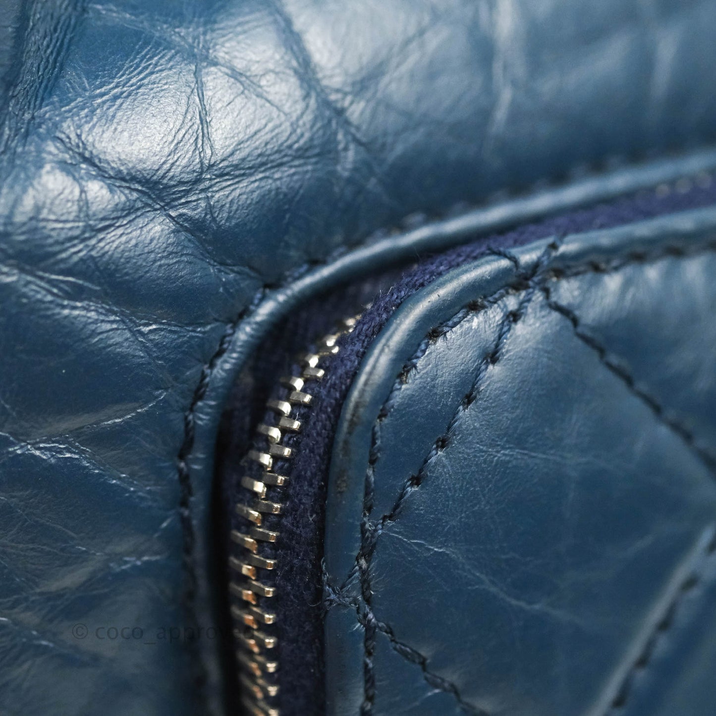 Chanel Drawstring Bucket Bag Dark Blue Aged Calfskin Silver Hardware