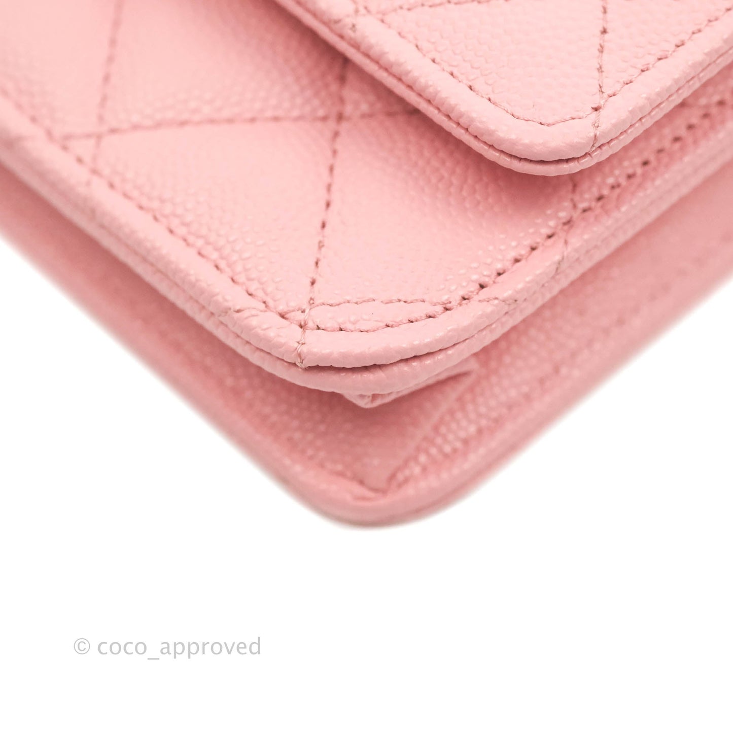Chanel Quilted Wallet on Chain WOC Pink Caviar Gold Hardware 22S