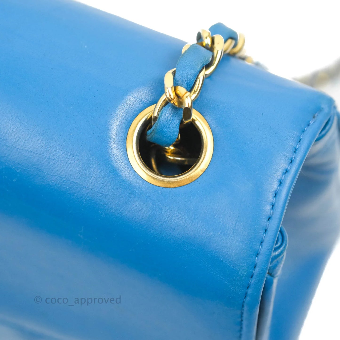 Chanel Vintage Trapezoid Flap Bag Blue Lambskin 24K Gold Hardware