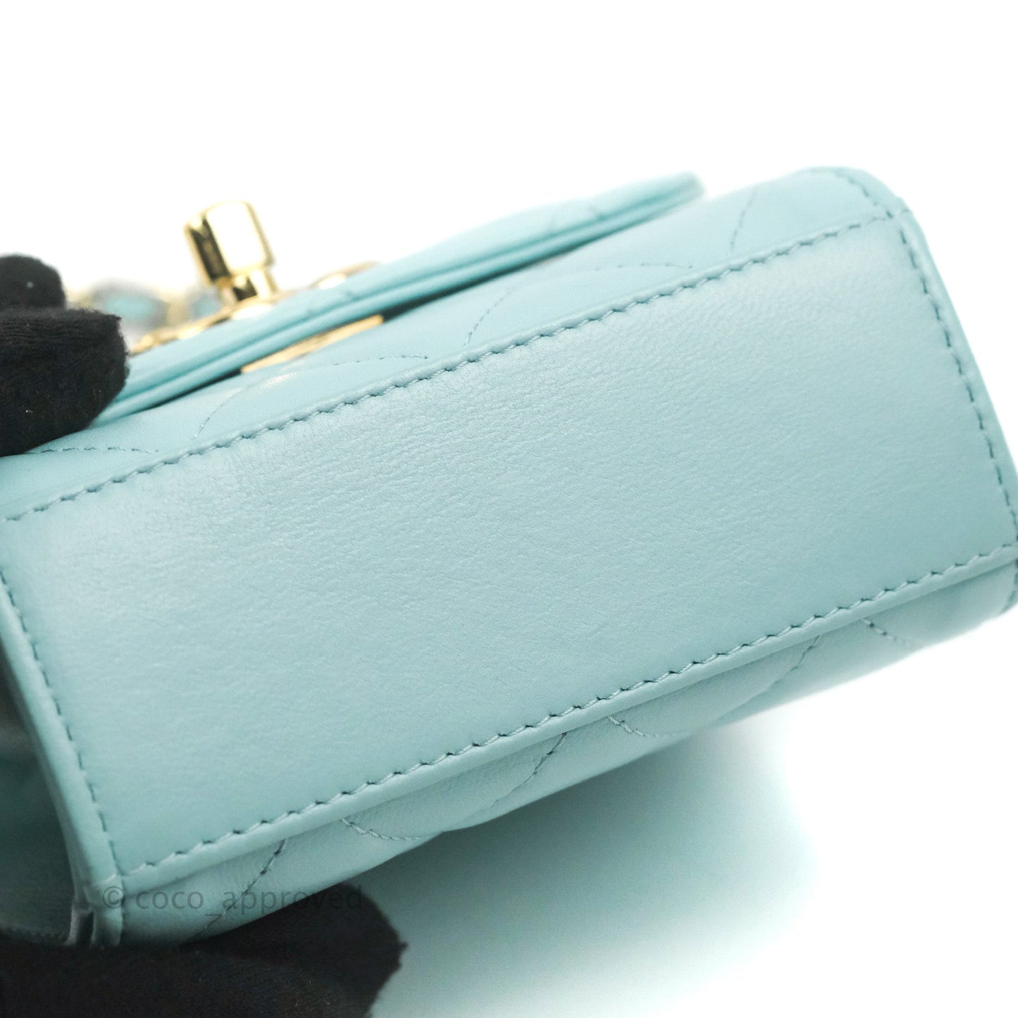 Chanel Mini Quilted Trendy CC Clutch With Chain Tiffany Blue Lambskin Gold Hardware