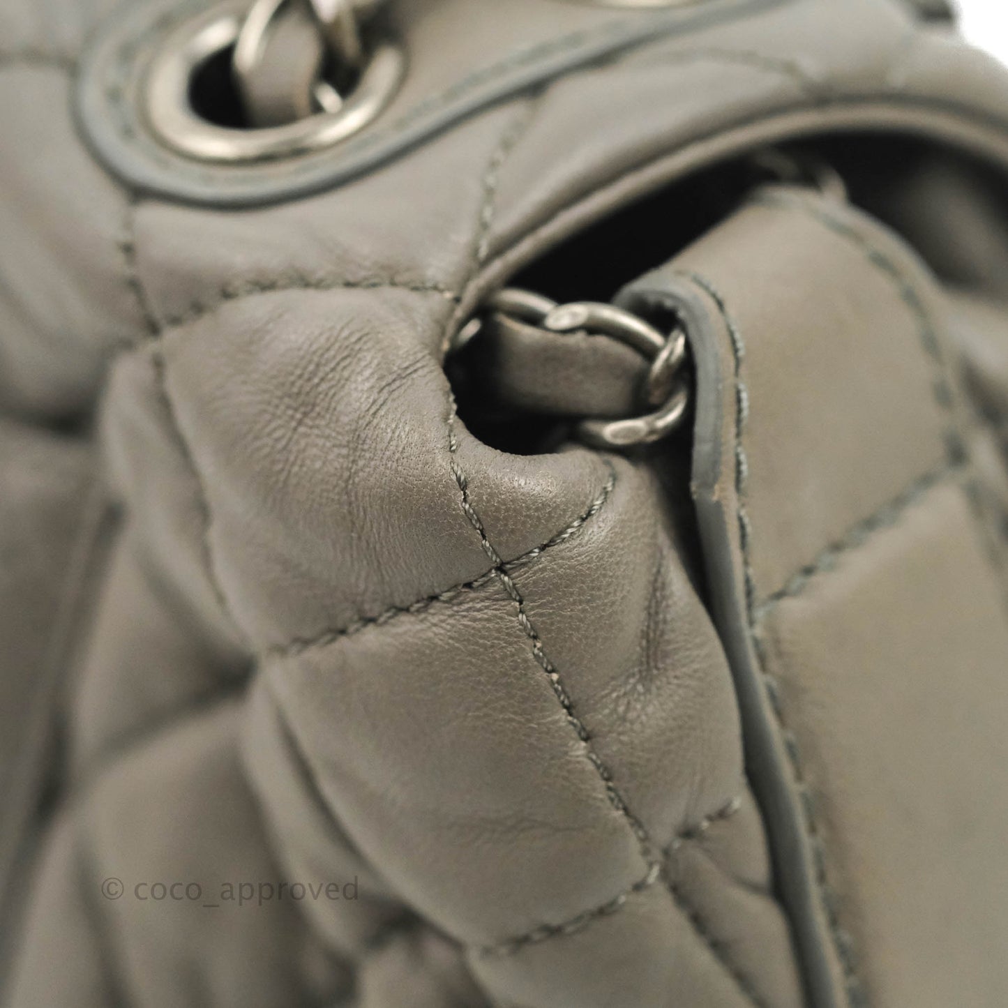 Chanel Medium Quilted Soft Accordion Flap Bag Grey Lambskin