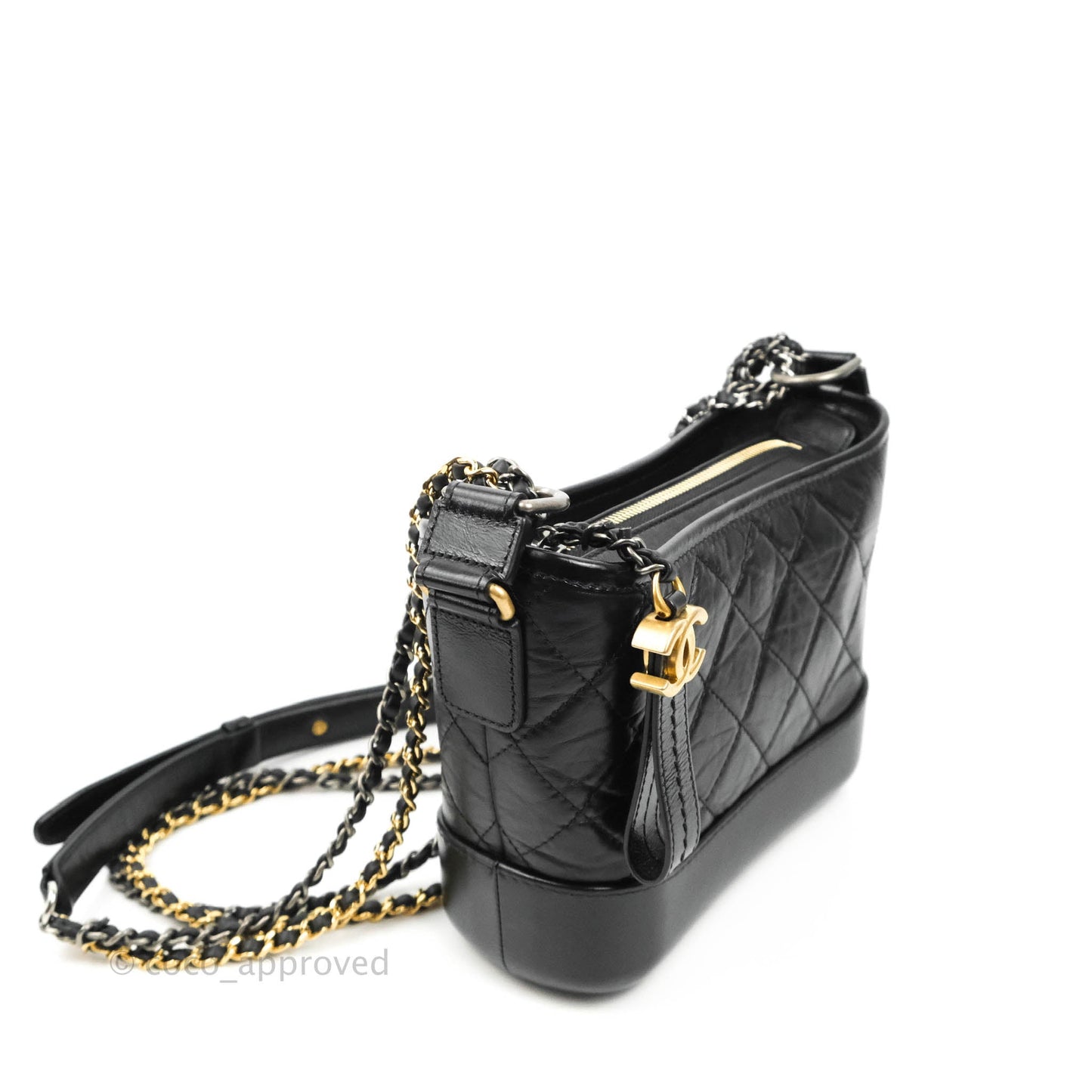 Chanel Gabrielle Hobo with Logo Handle Quilted Aged Calfskin Small