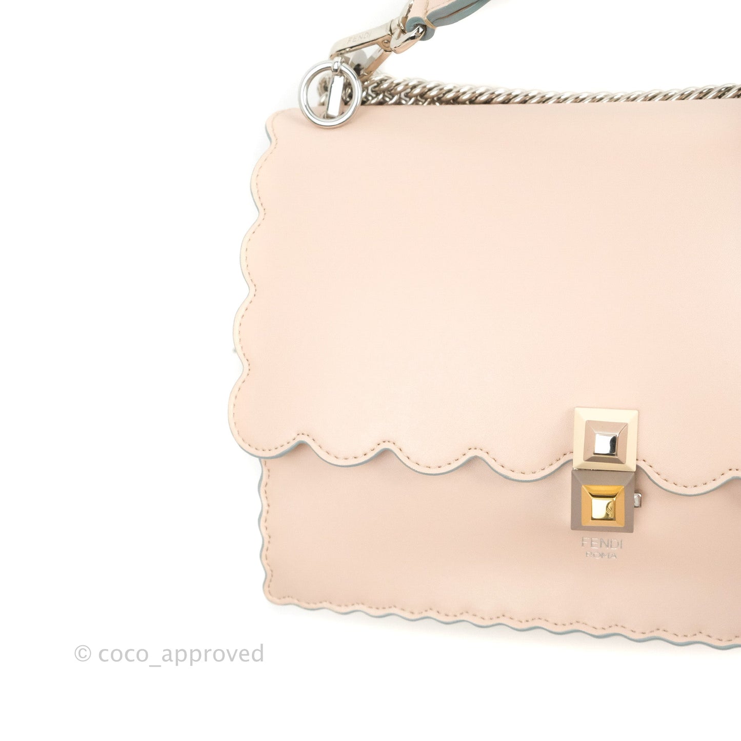 Fendi Kan I Scalloped Shoulder Bag Pale Pink Silver Hardware