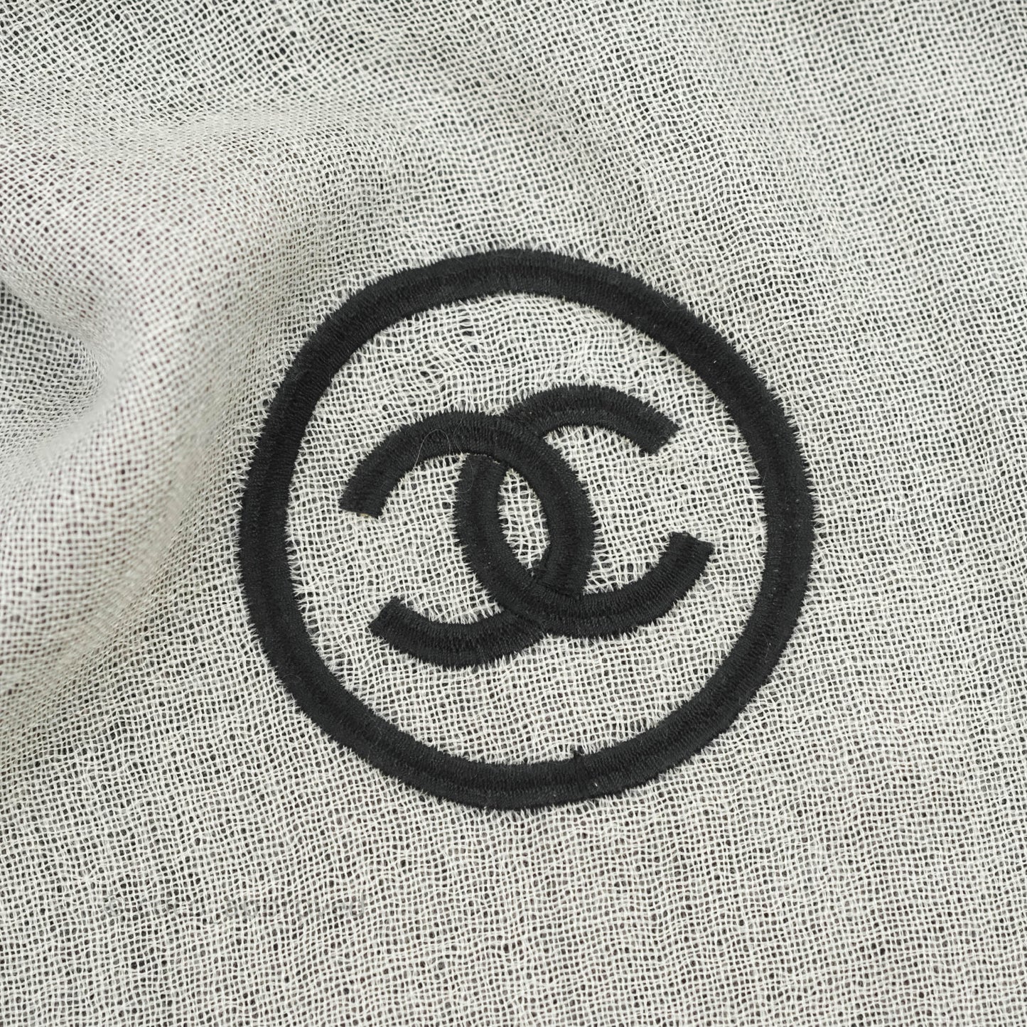 Chanel CC Cashmere Silk Scarf Black & White