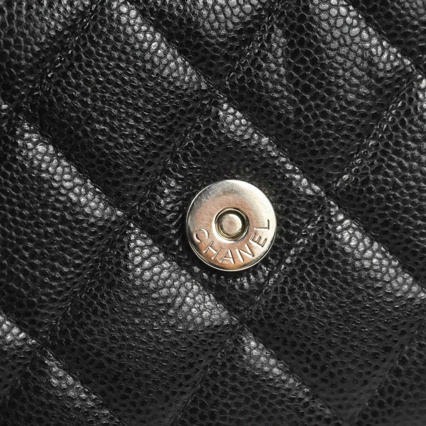 Chanel Quilted Mini Wallet on Chain WOC Black Caviar Silver Hardware
