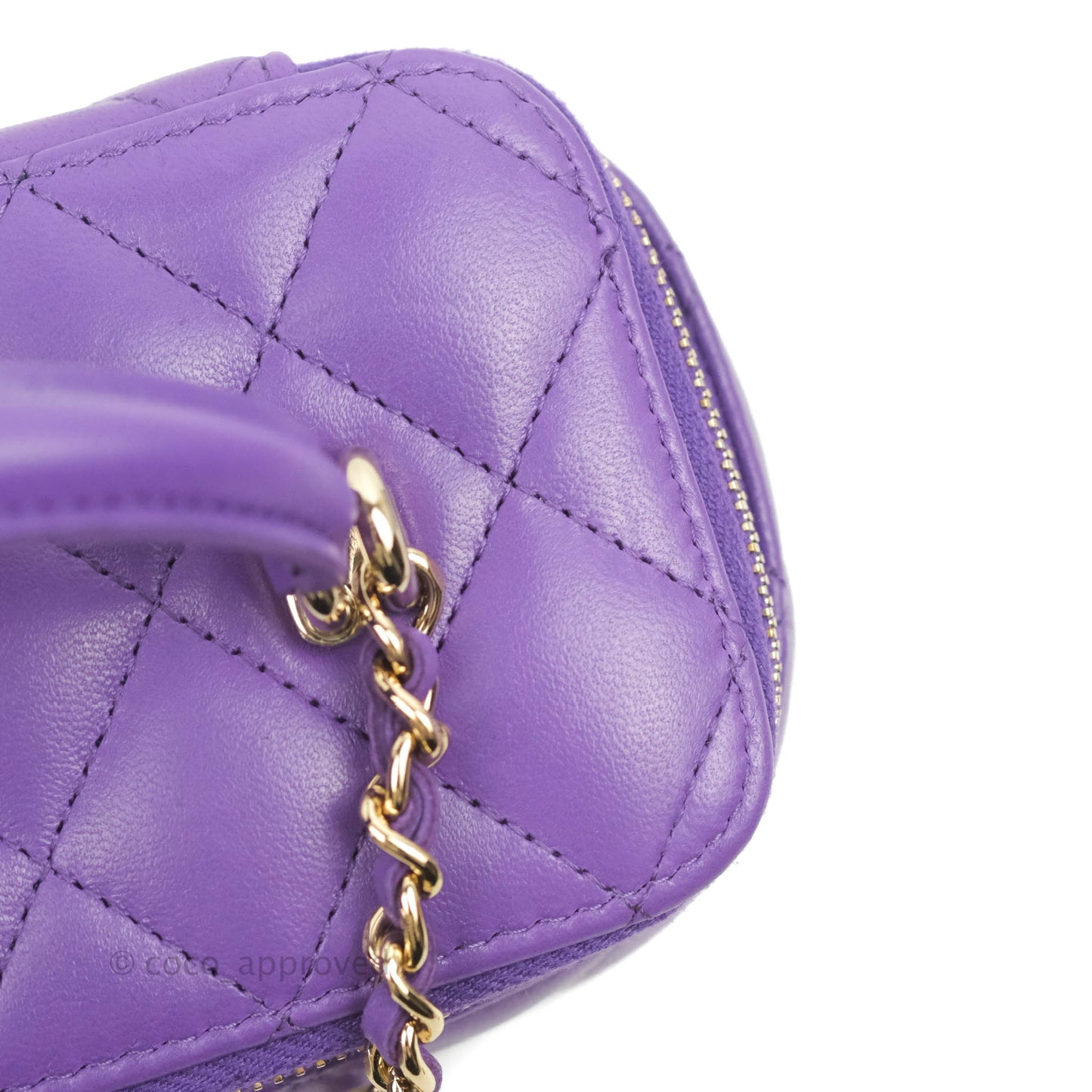 Chanel Vanity Rectangular Top Handle Purple Lambskin Gold Hardware