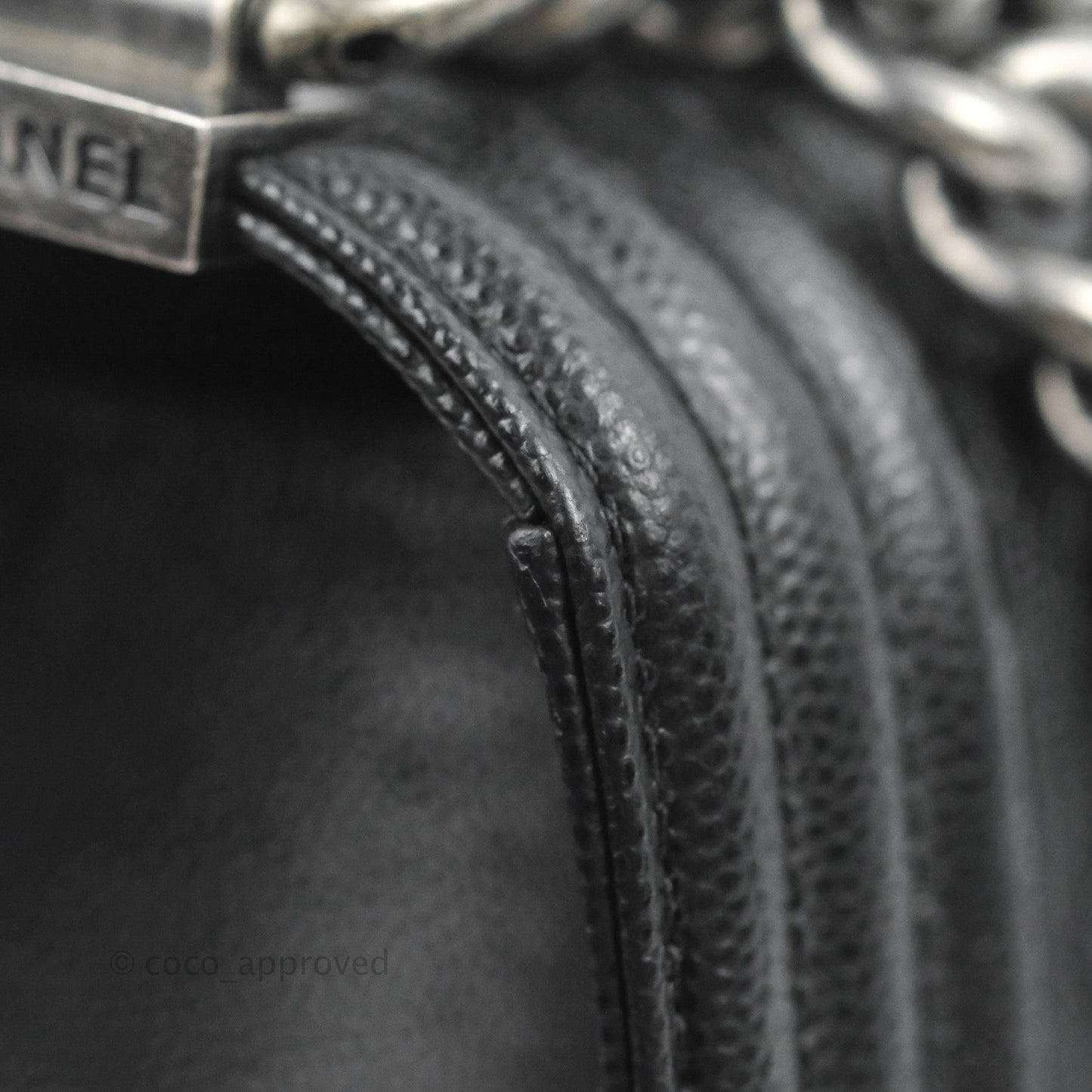 Chanel Small Boy Quilted Black Caviar Ruthenium Hardware