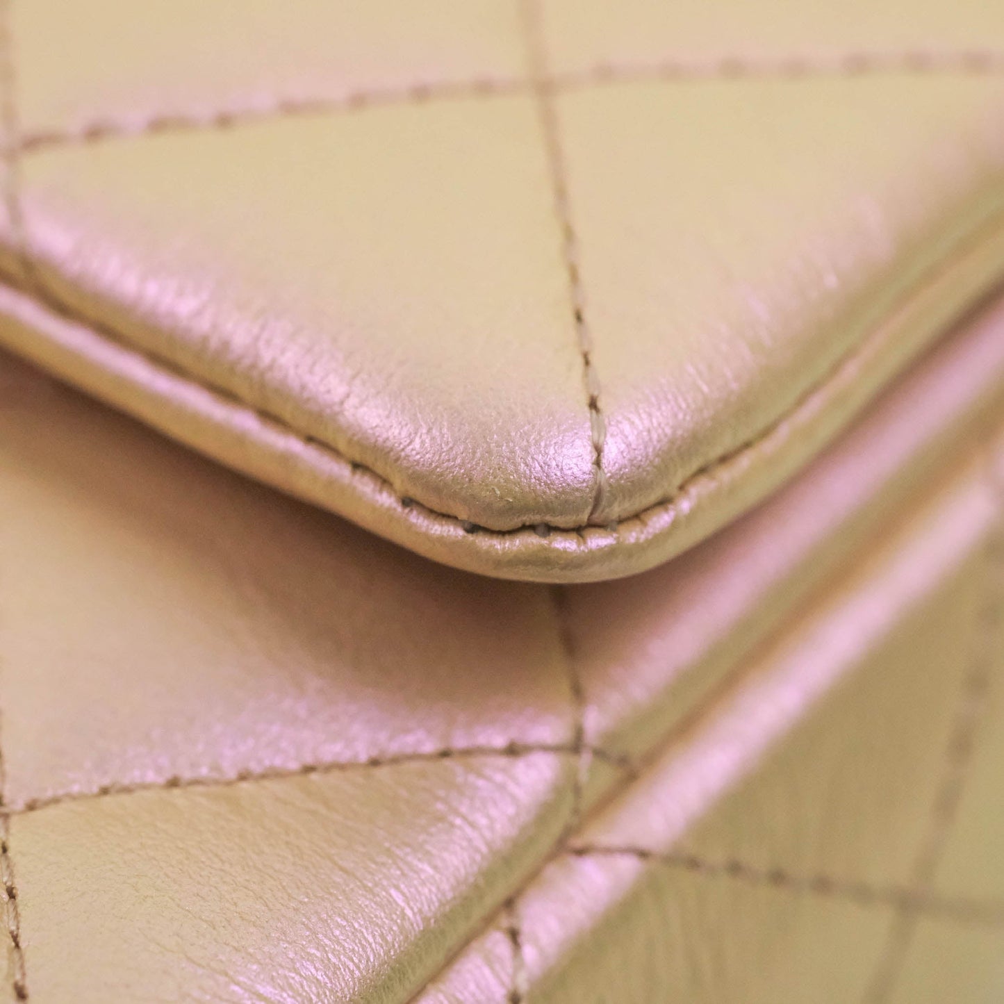 Chanel Quilted Mini Rectangular Flap Iridescent Pink Calfskin Silver Hardware