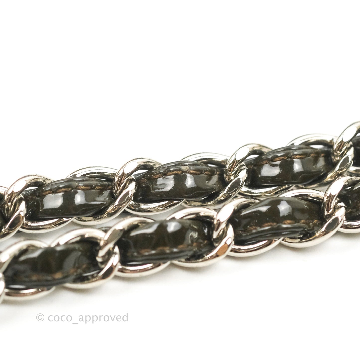 Chanel CC Tote Quilted Dark Green Patent Silver Hardware