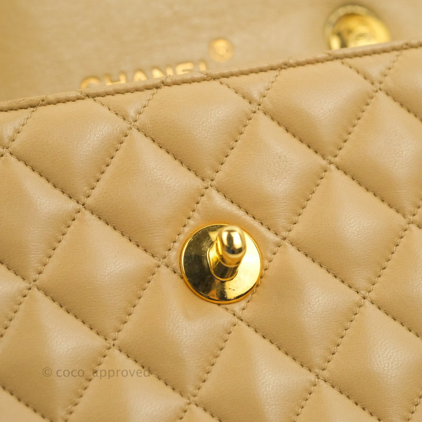 Chanel Vintage Mini Square Beige Lambskin 24K Gold Hardware