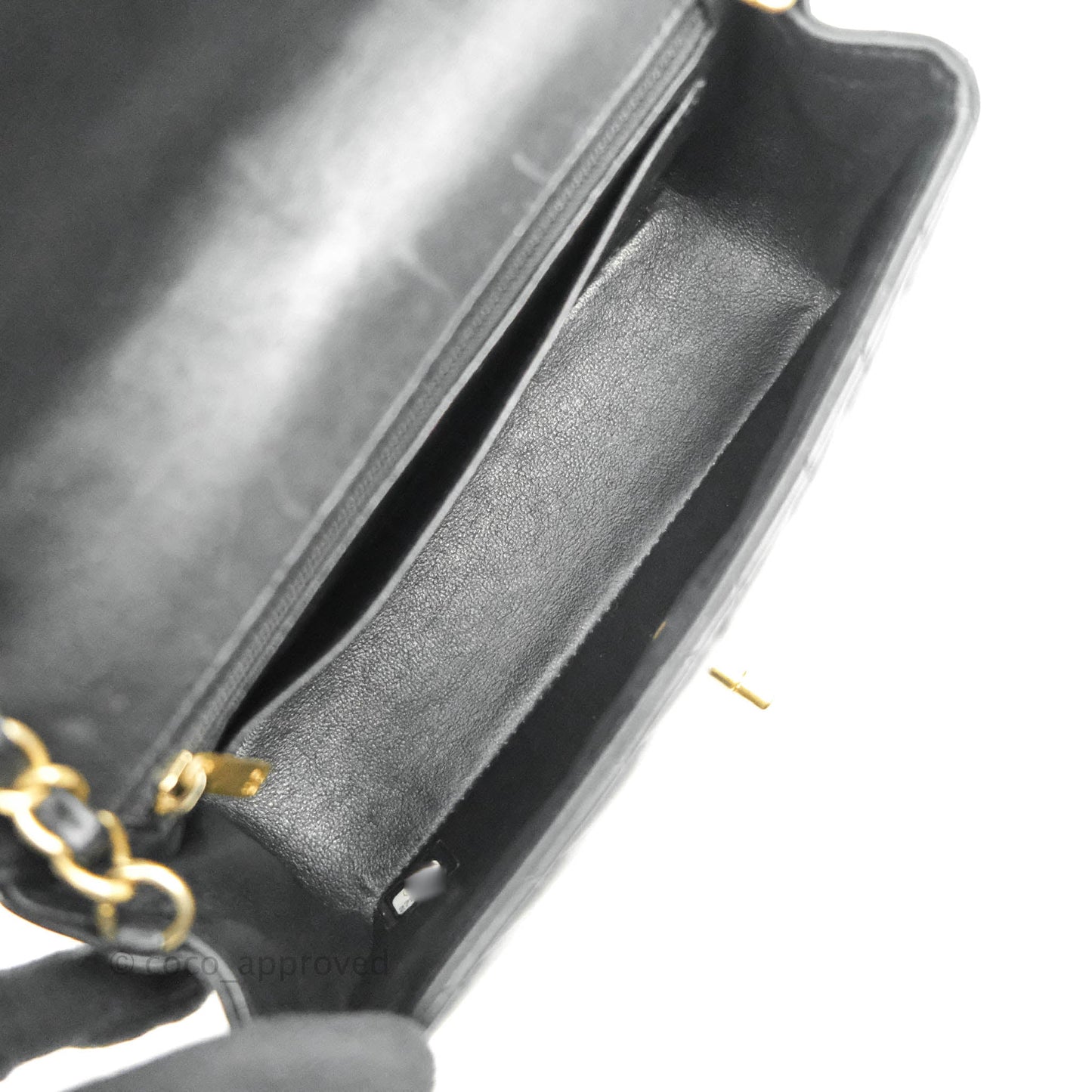 Chanel Chevron Mini Rectangular Flap Black Lambskin Aged Gold Hardware