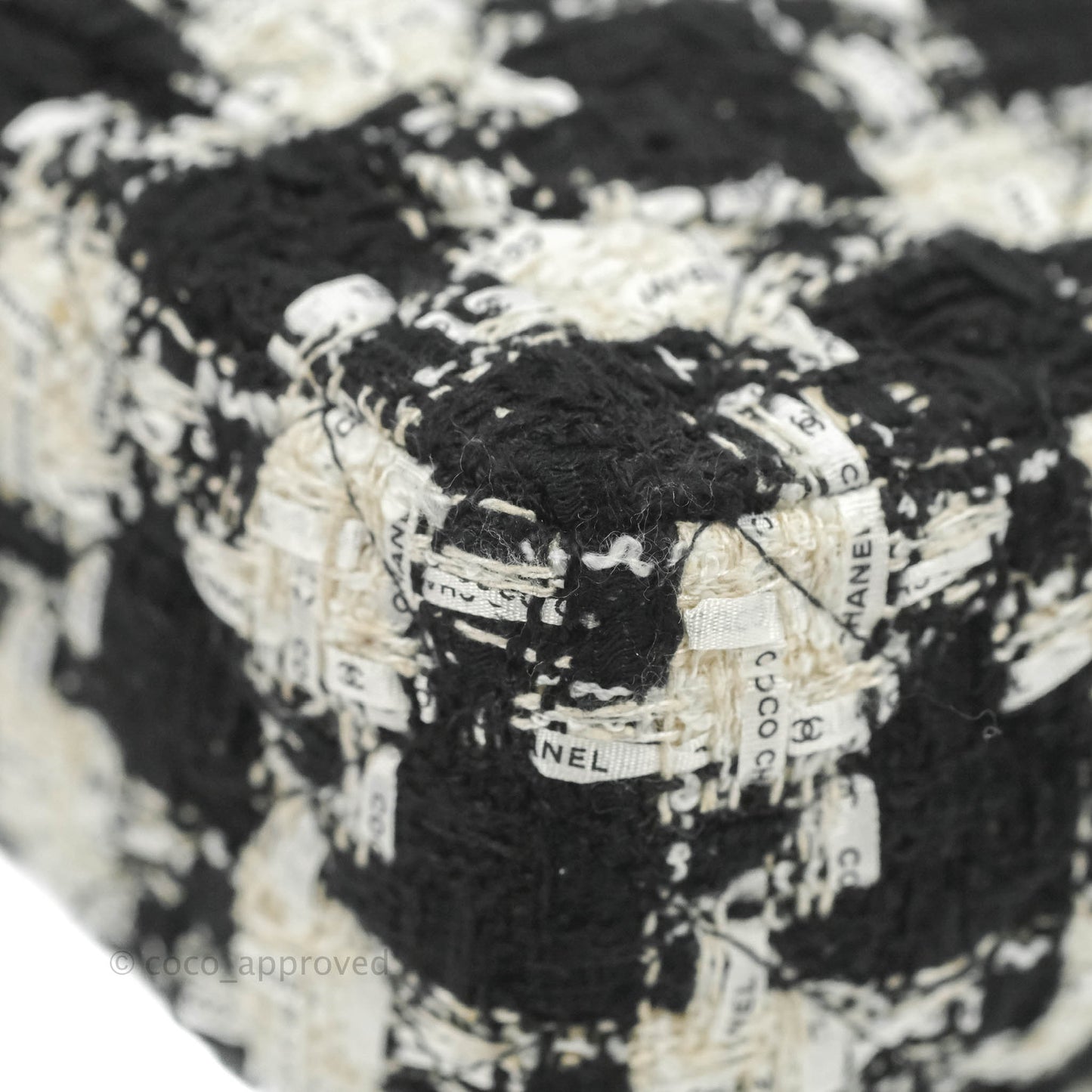 Chanel Quilted Mini Rectangular Flap Tweed Houndstooth Black & White Gold Hardware