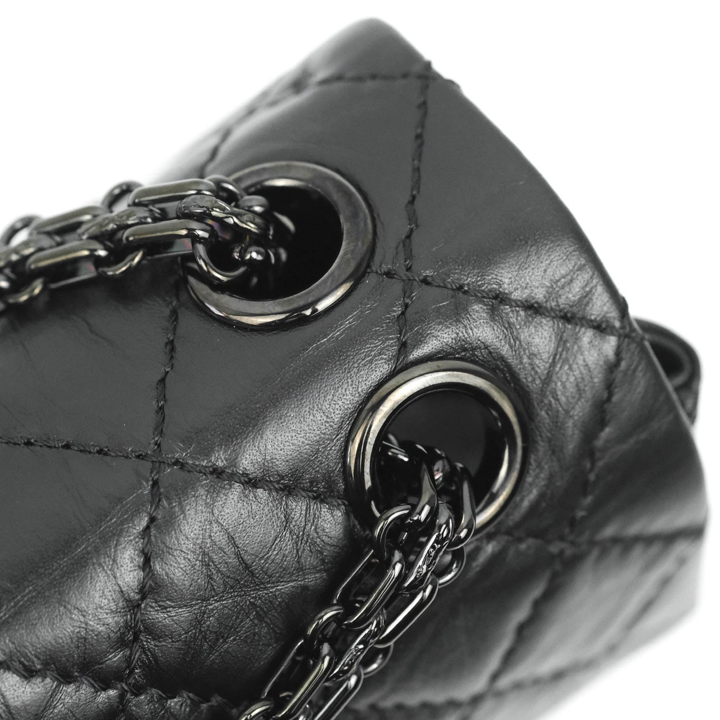 Chanel Mini Reissue 224 So Black Quilted Aged Calfskin Black Hardware