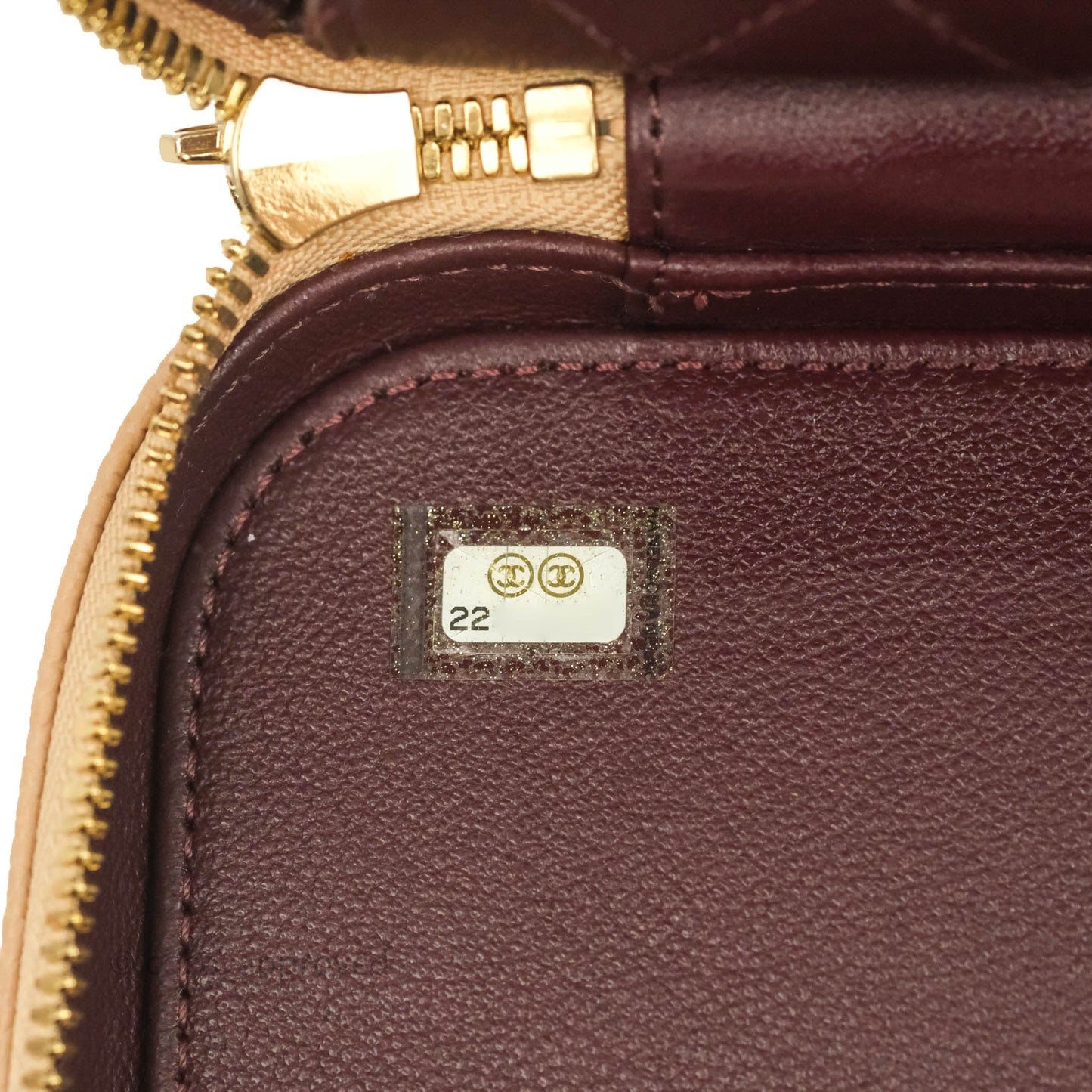 Chanel Quilted Large CC Filigree Vanity Case Beige Caviar Gold Hardware