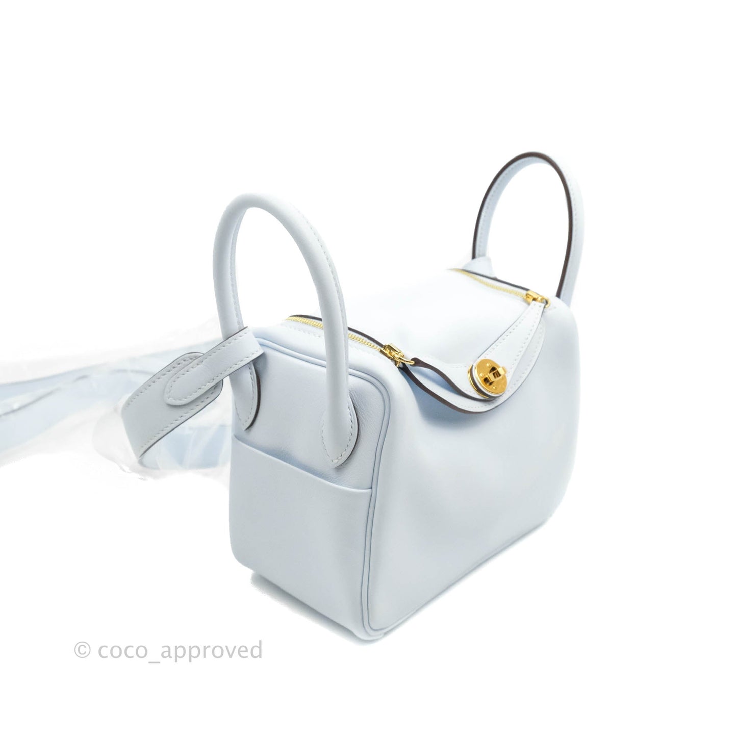 Hermès Mini Lindy 20 Blue Pale Swift Gold Hardware