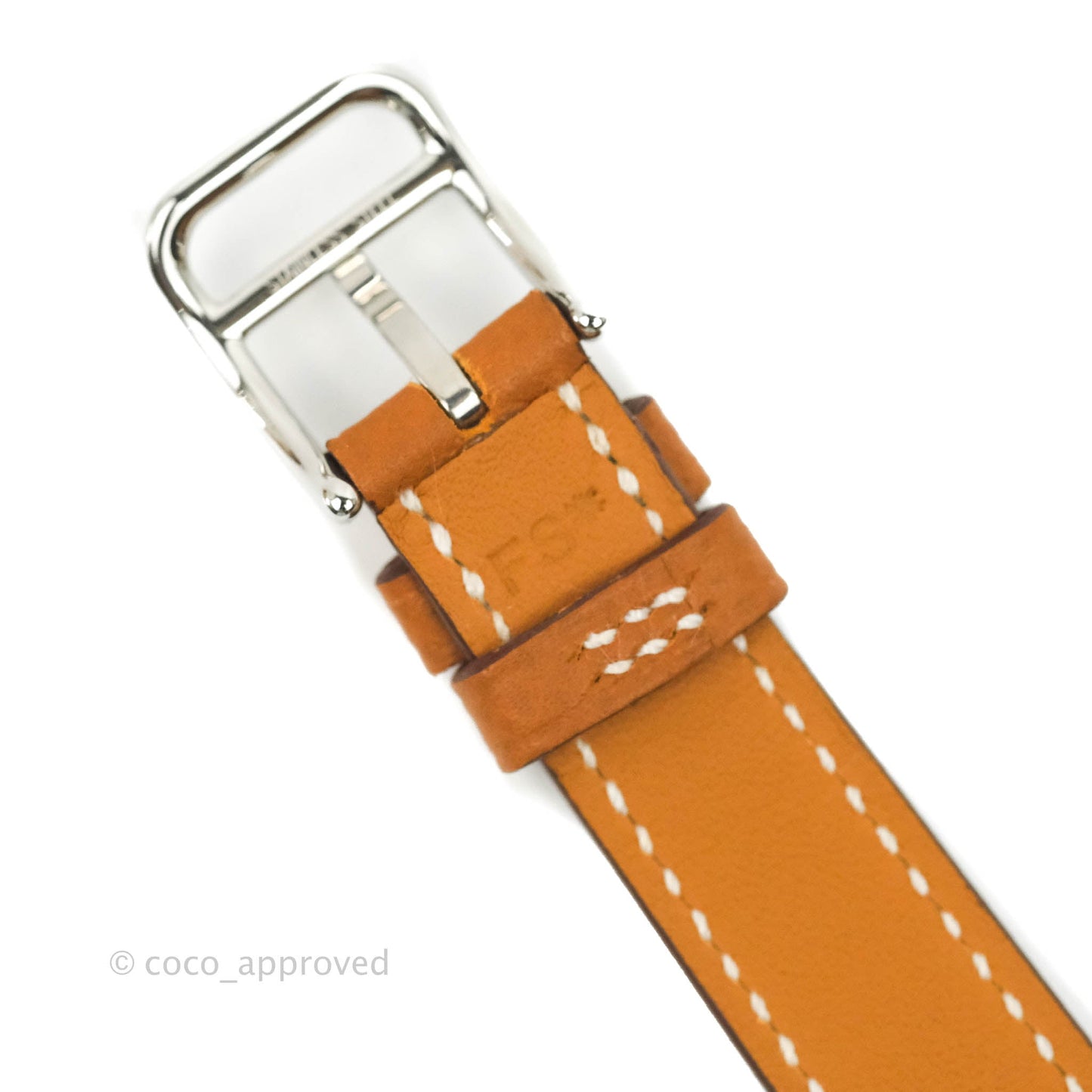 Hermès Cape Cod Steel Watch in Gold Calfskin Strap