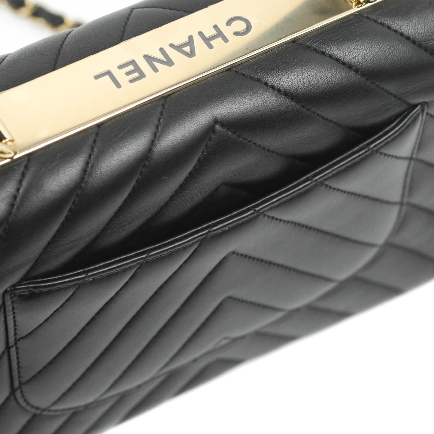 Chanel Trendy CC Chevron Small Black Lambskin Gold Hardware