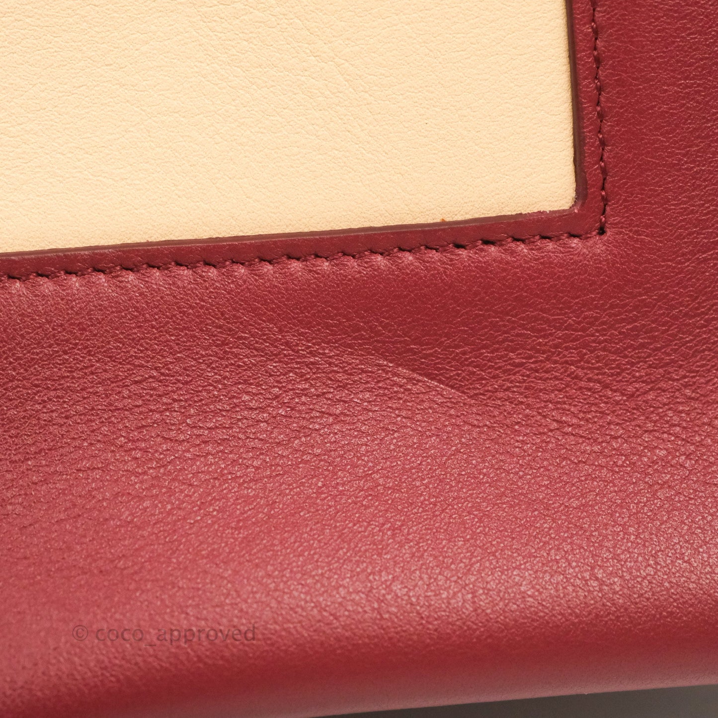 Celine Frame Shoulder Bag Beige Red Calfskin Gold Hardware