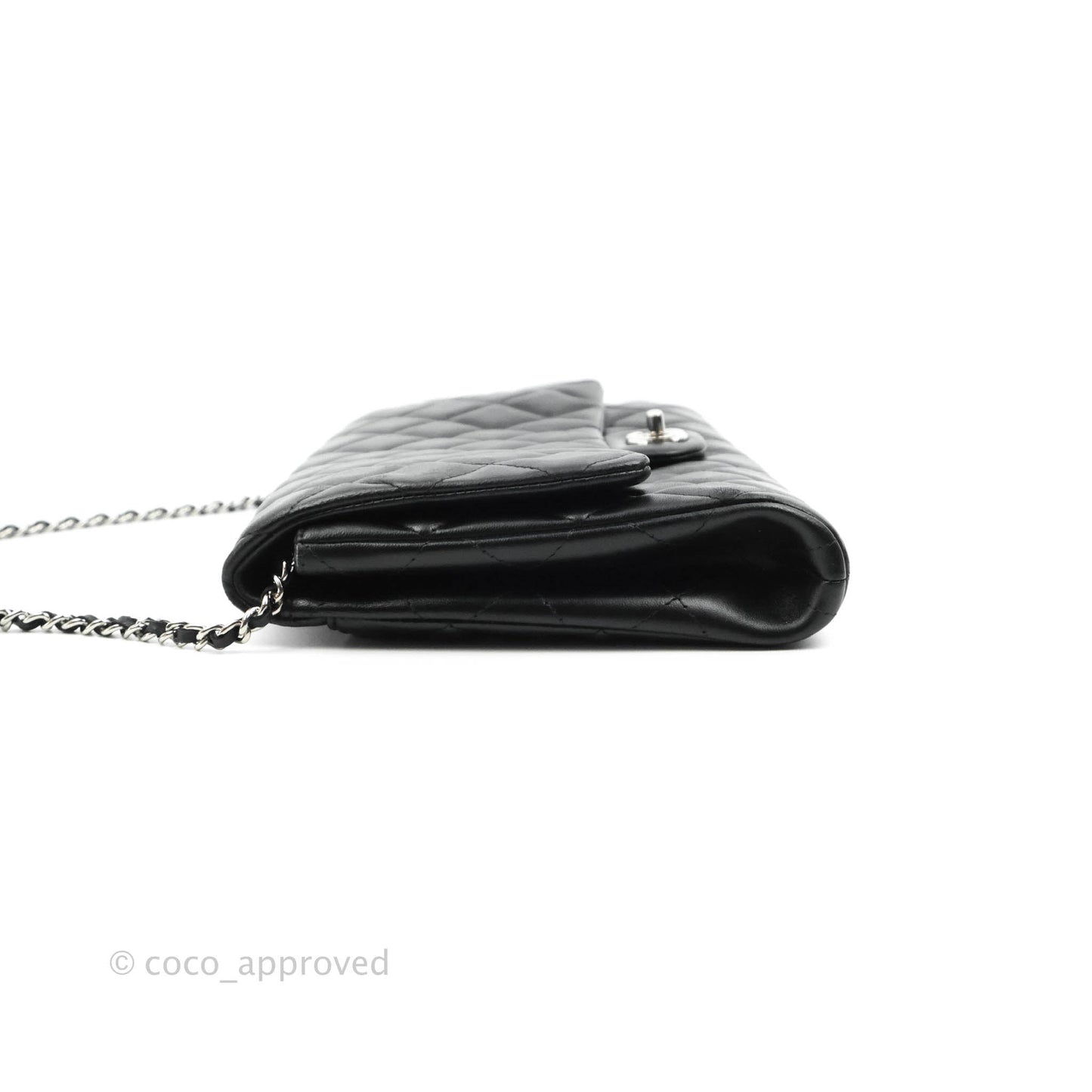 Chanel Quilted Clutch with Chain Lambskin Black Silver Hardware