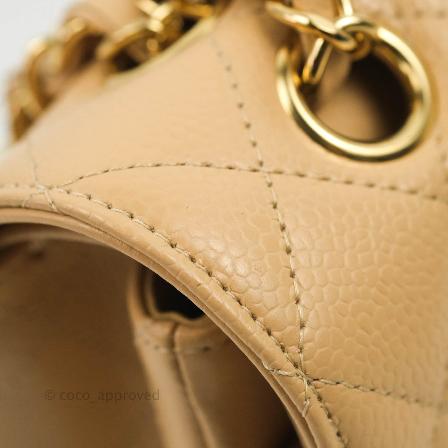 Chanel Classic M/L Medium Flap Quilted Beige Caviar Gold Hardware