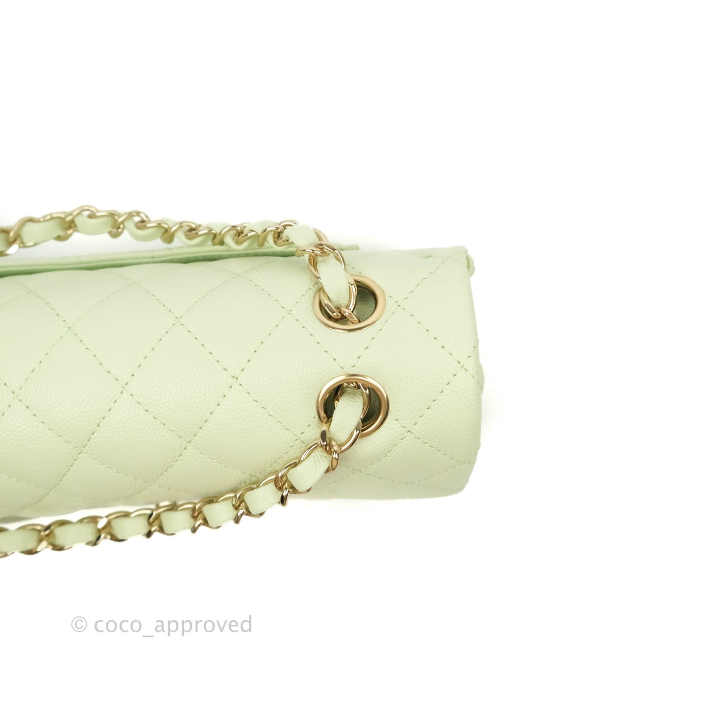Chanel Small Quilted Classic Flap Mint Green Caviar Gold Hardware 22C