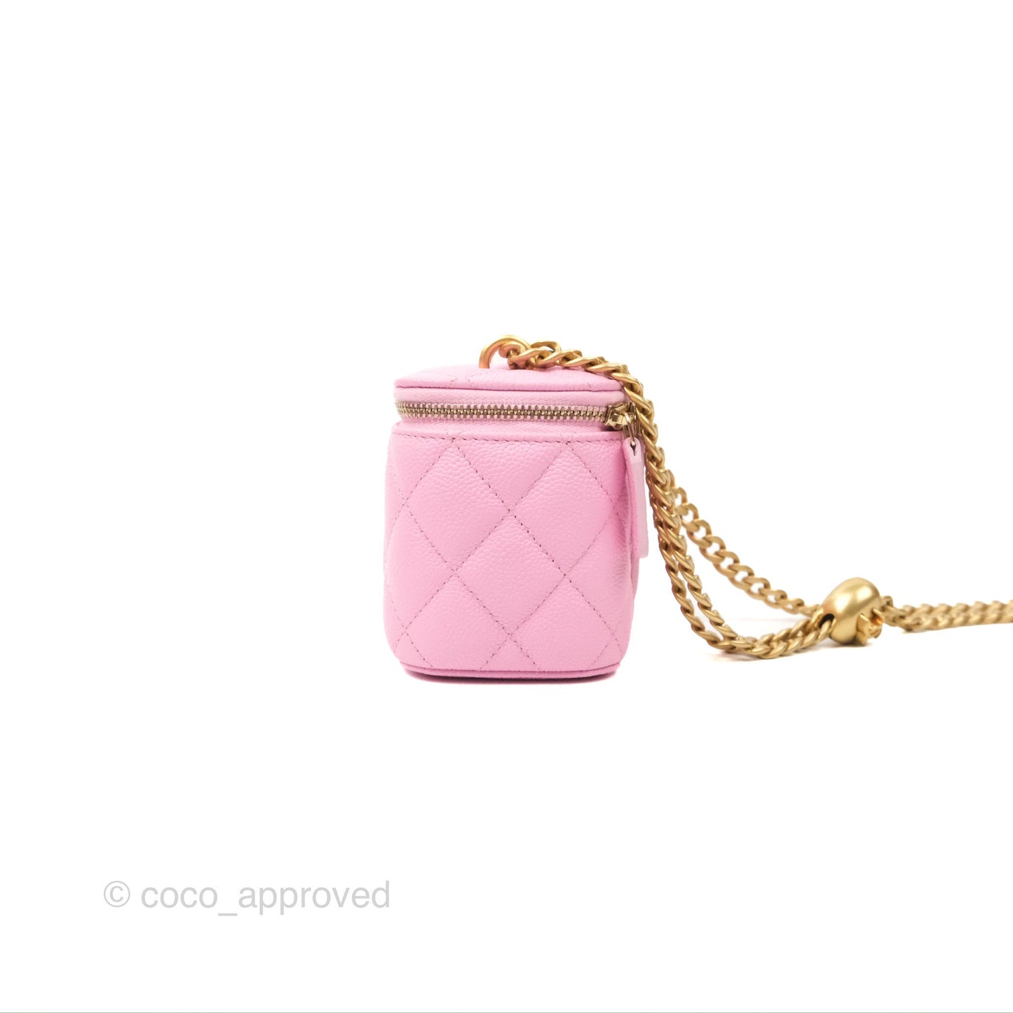 Chanel Quilted Heart Crush Mini Vanity With Chain Pink Caviar Aged Gold Hardware