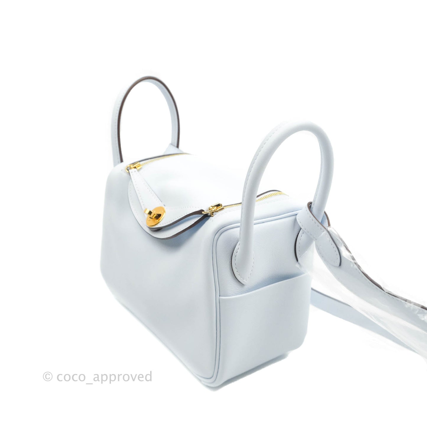 Hermès Mini Lindy 20 Blue Pale Swift Gold Hardware