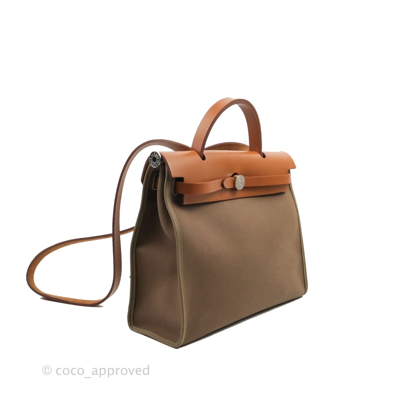 Hermès Herbag Zip 31 Etoupe/Fauve Canvas Palladium Hardware