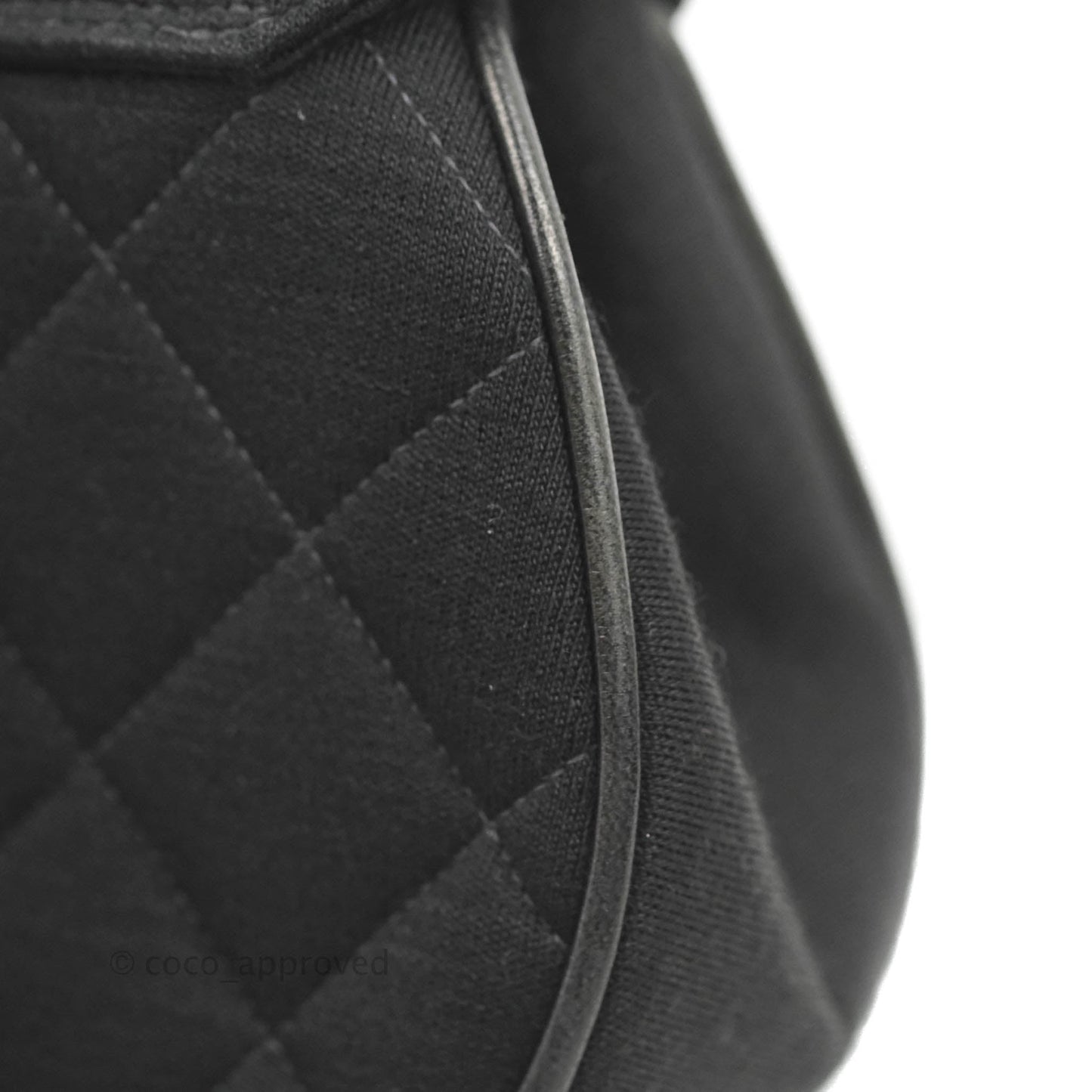 Chanel Vintage Small Quilted Jersey Mademoiselle Top Handle Flap Bag Black