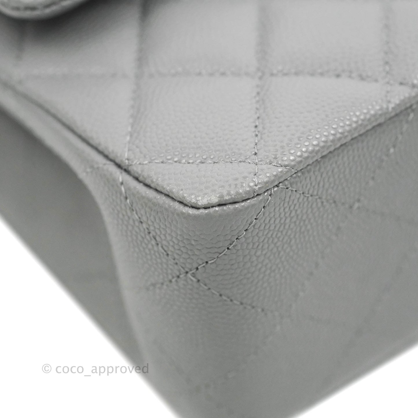Chanel Classic M/L Medium Flap Quilted Grey Caviar Gold Hardware 20C