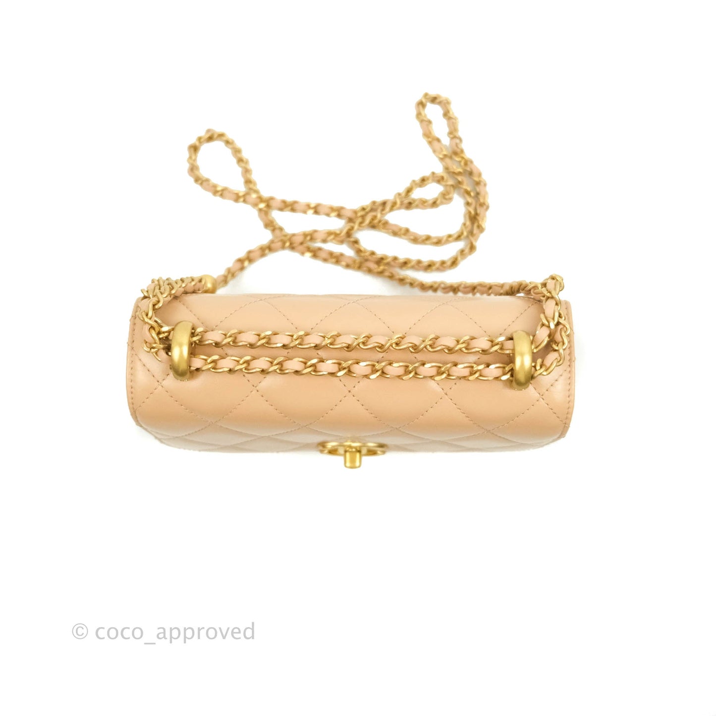 Chanel Quilted Mini Perfect Fit Adjustable Beige Calfskin Gold Hardware 21A