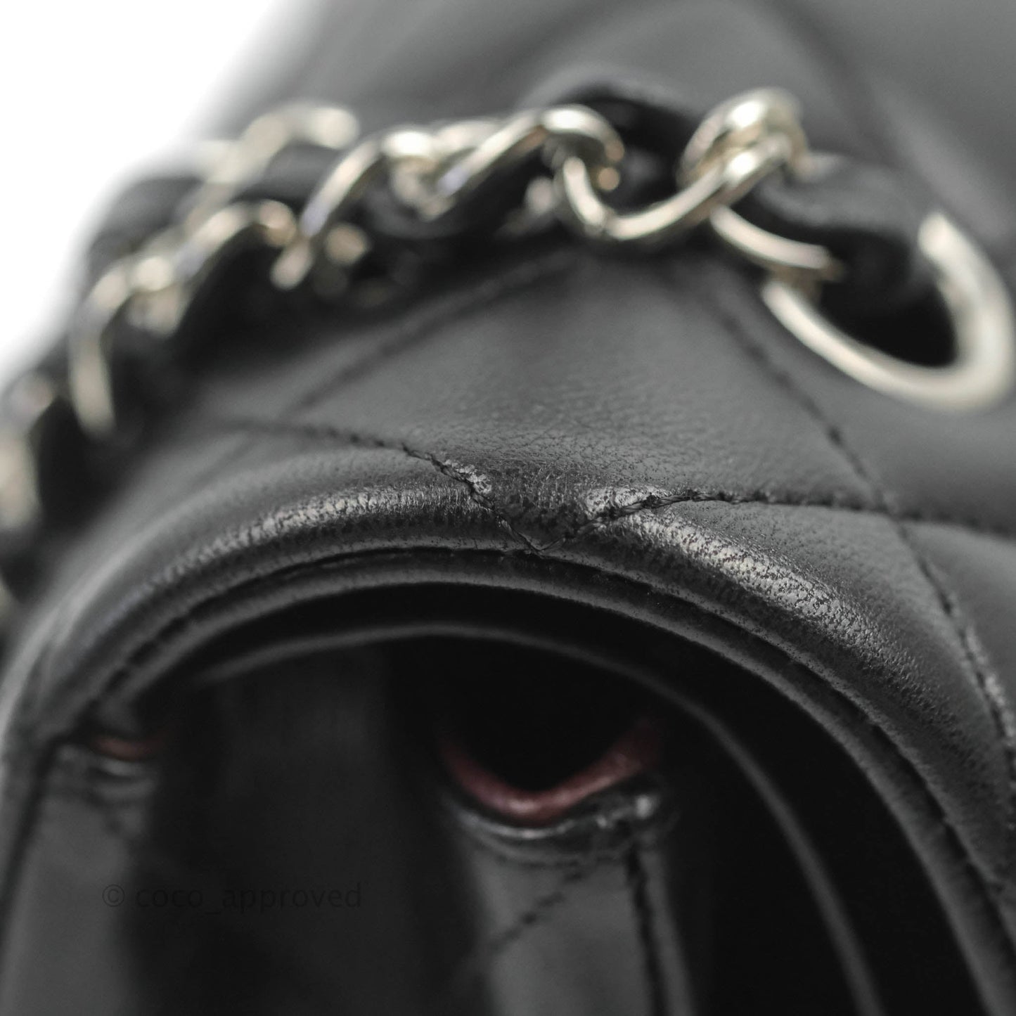 Chanel Classic M/L Medium Flap Quilted Black Lambskin Silver Hardware