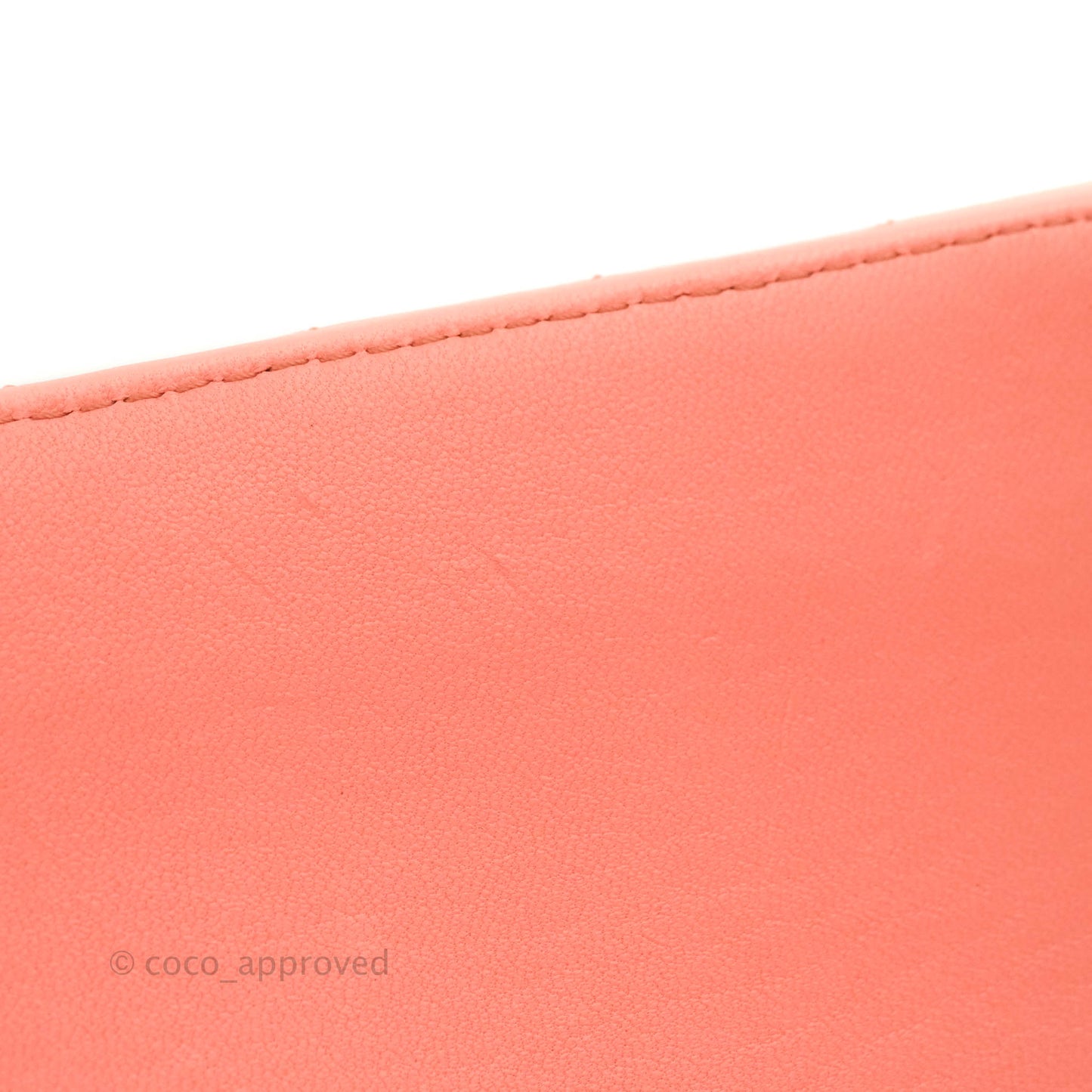 Chanel Classic M/L Medium Chevron Double Flap Coral Pink Lambskin Aged Gold Hardware