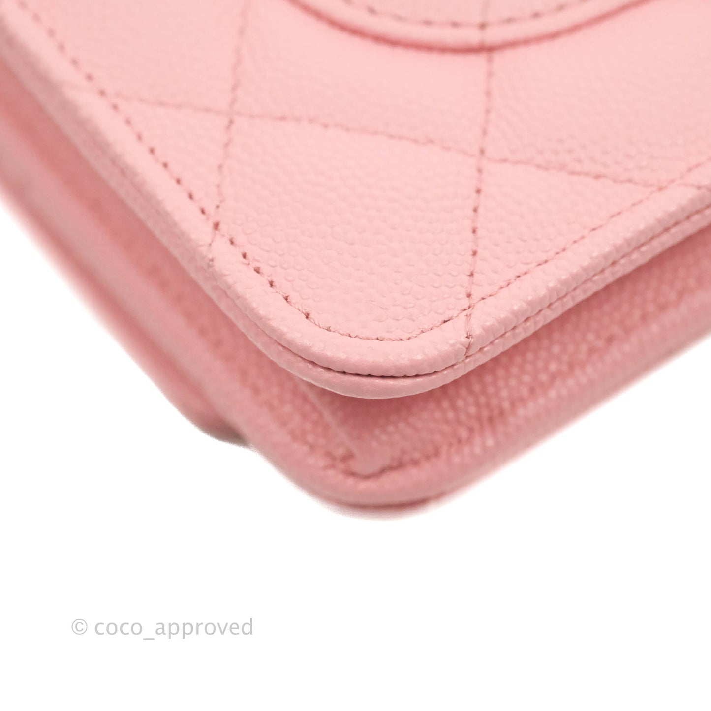 Chanel Quilted Wallet on Chain WOC Pink Caviar Gold Hardware 22S
