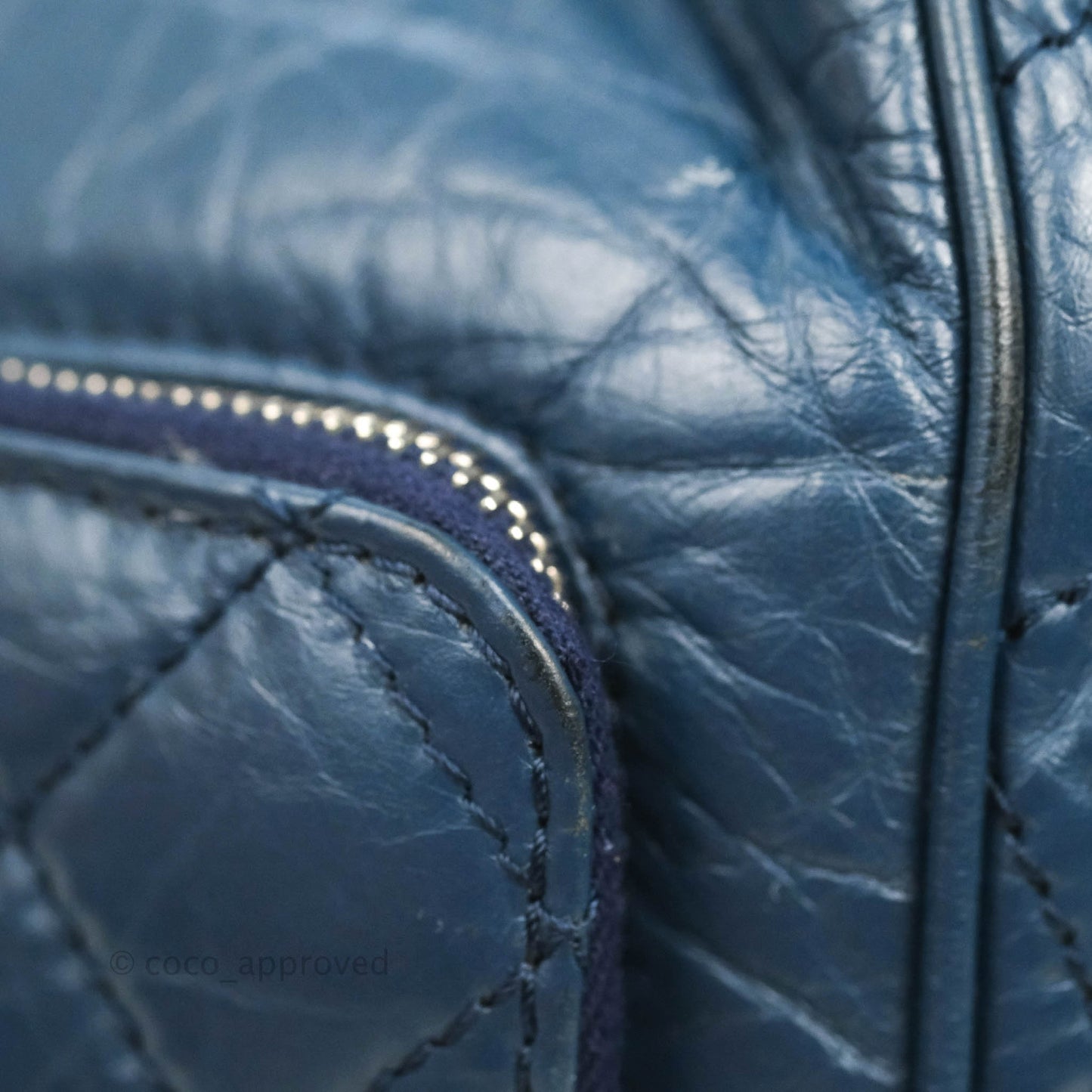 Chanel Drawstring Bucket Bag Dark Blue Aged Calfskin Silver Hardware