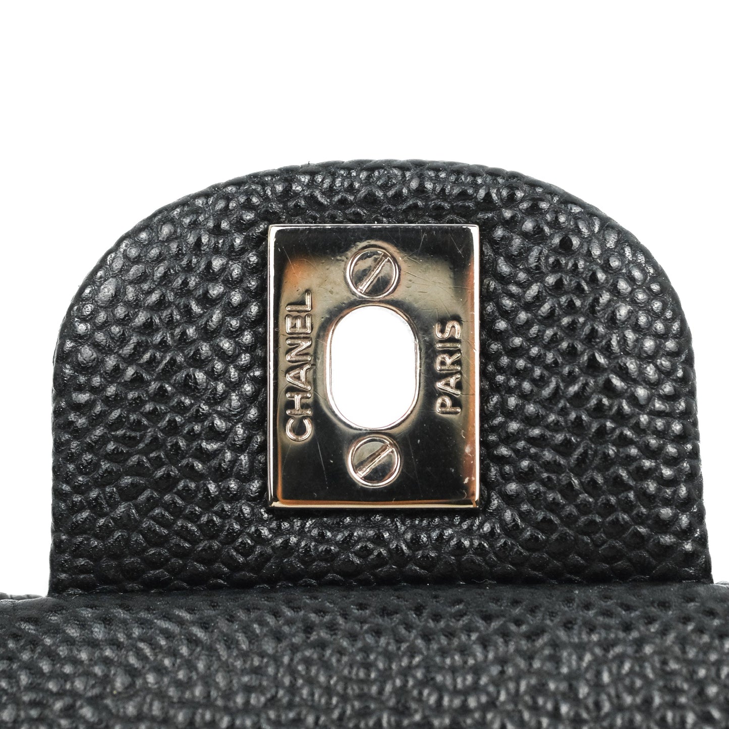 Chanel Quilted Clutch with Chain Black Caviar Silver Hardware
