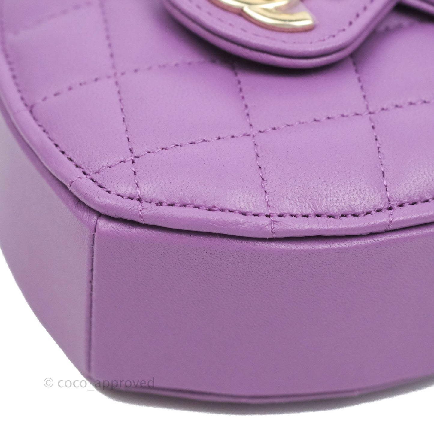 Chanel Small Heart Bag Purple Lambskin Gold Hardware 22S