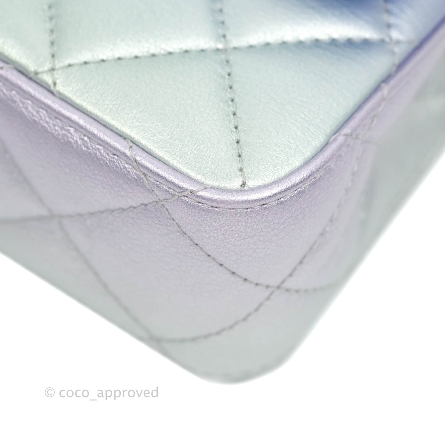 Chanel Wristlet Clutch Iridescent Rainbow Calfskin Leather 21K