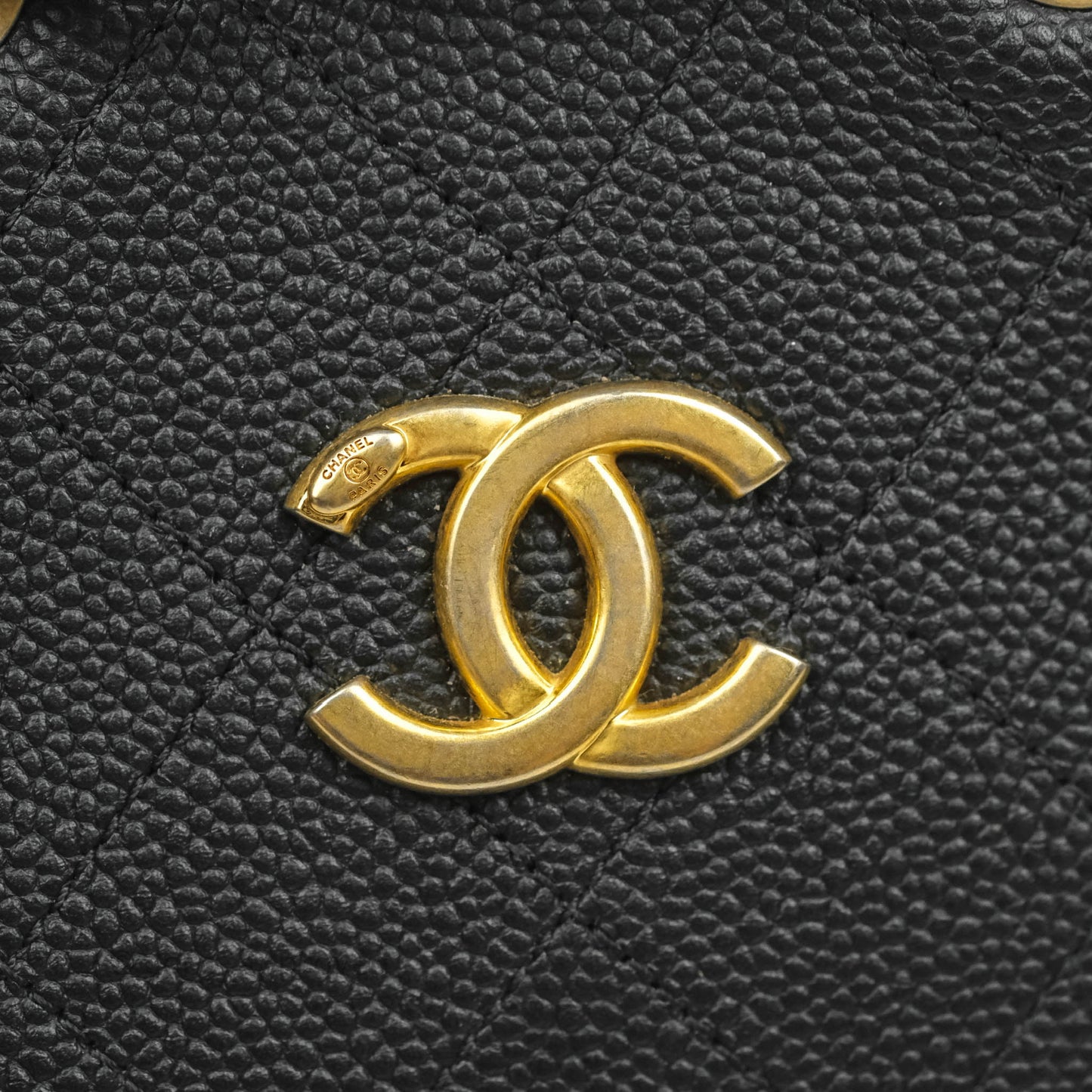 Chanel Black Grained Calfskin Drawstring Bucket Bag