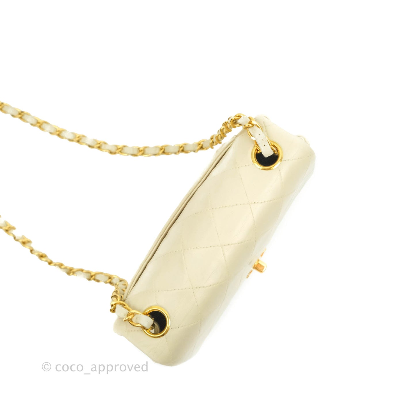 Chanel Vintage Mini Square Beige Lambskin 24K Gold Hardware