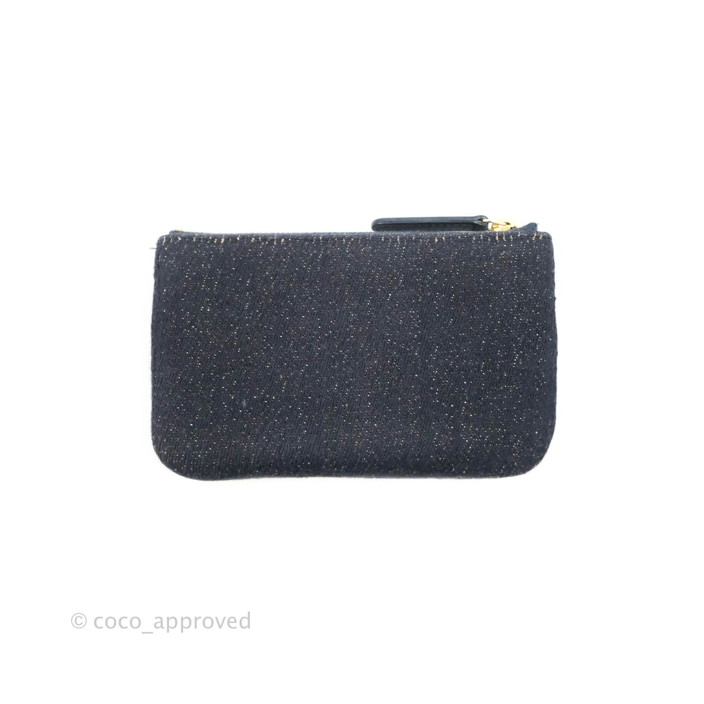 Chanel Mini Deauville O Case Navy Glitter Canvas Gold Hardware