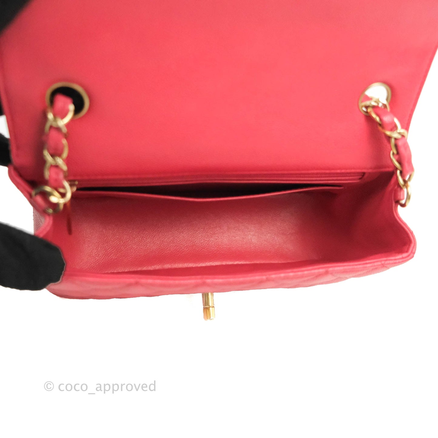 Chanel Quilted Mini Rectangular Flap Pink Caviar Gold Hardware 17C