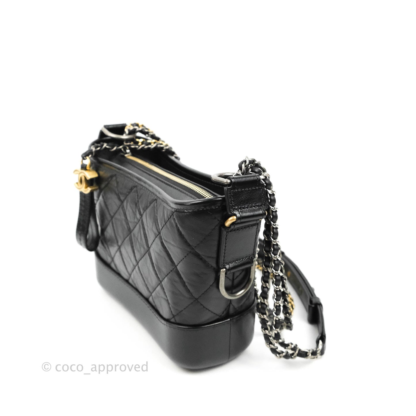 Chanel Gabrielle Hobo with Logo Handle Quilted Aged Calfskin Small