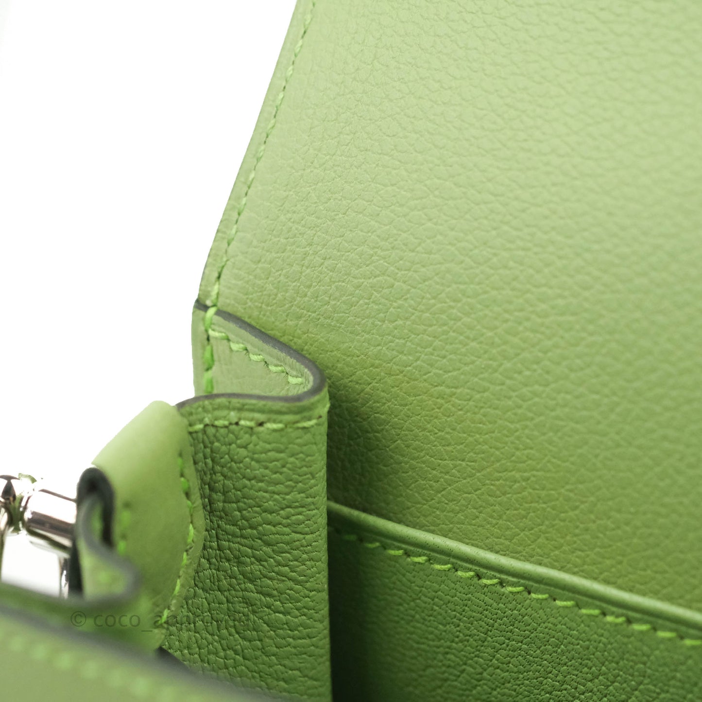 Hermès Roulis Mini 18 Evercolor Vert Criquet Palladium Hardware