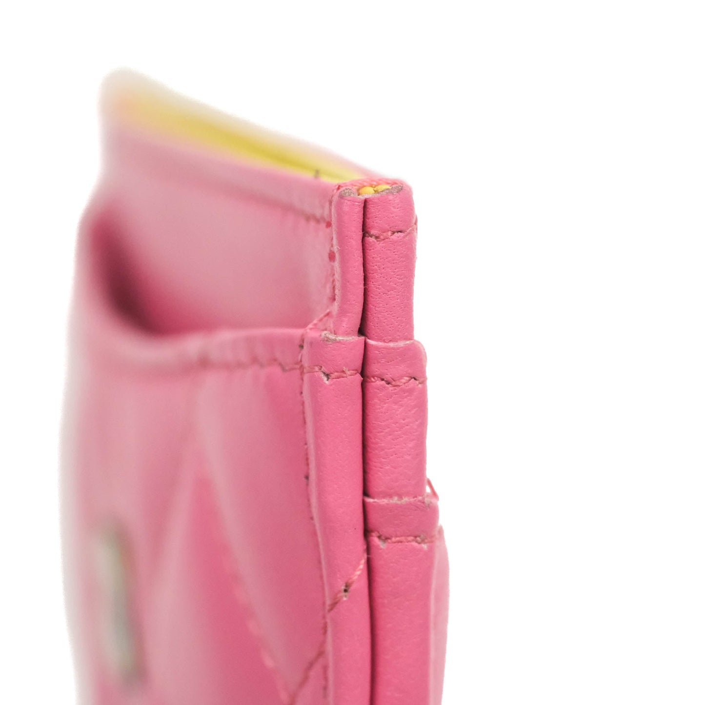Chanel Classic Card Holder Pink Lambskin Rainbow Hardware