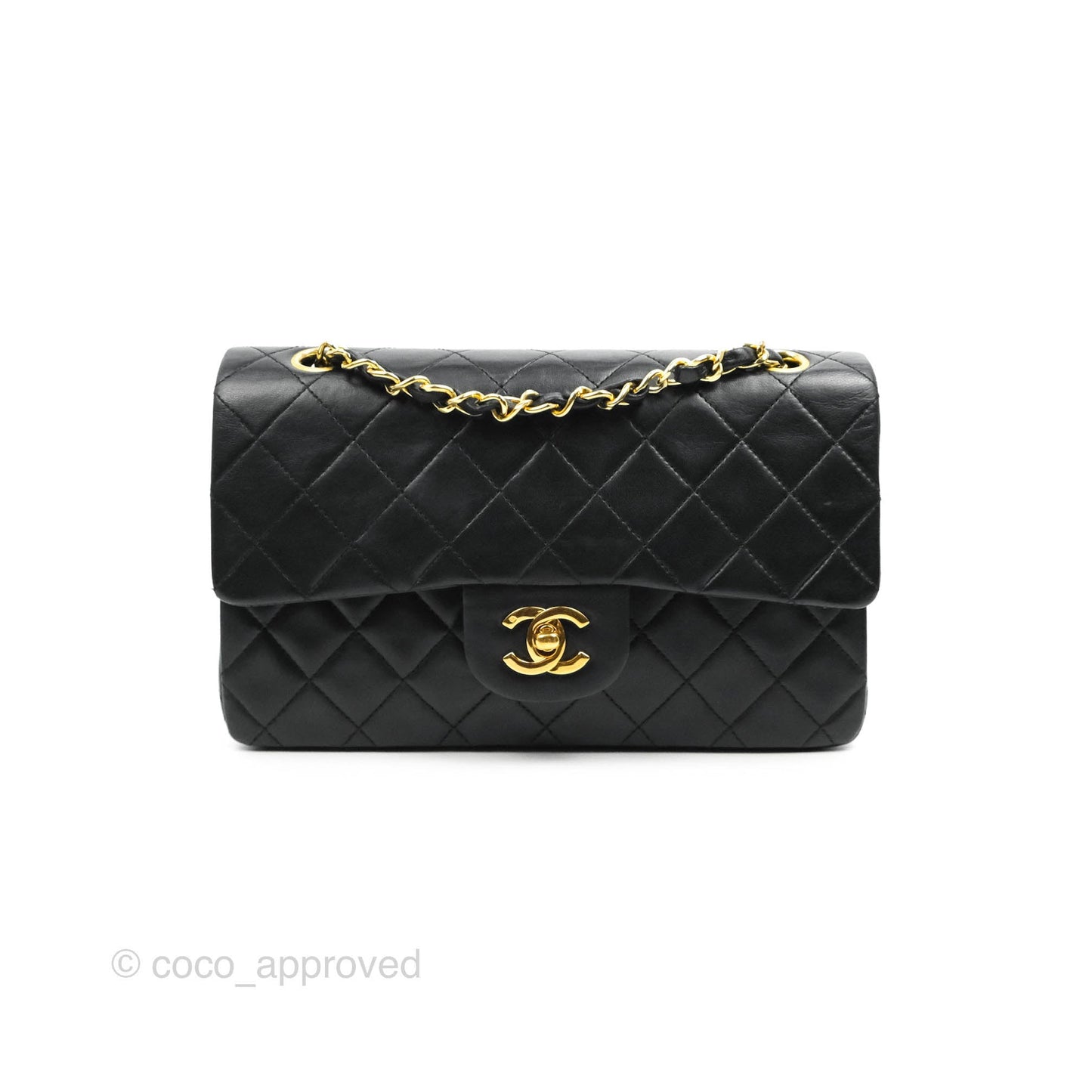 Chanel Classic Vintage Small S/M Flap Black Lambskin 24K Gold Hardware