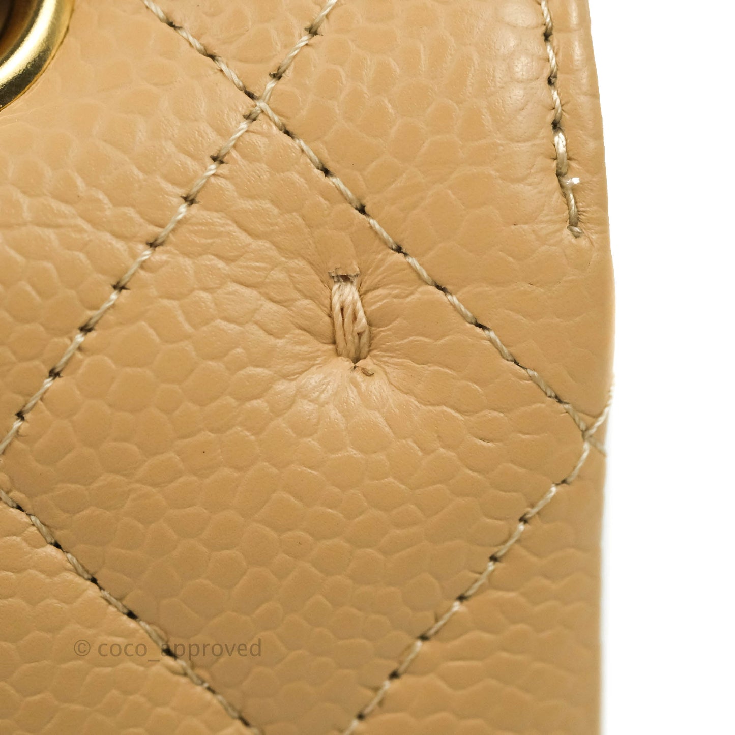 Chanel Classic M/L Medium Flap Quilted Beige Caviar Gold Hardware